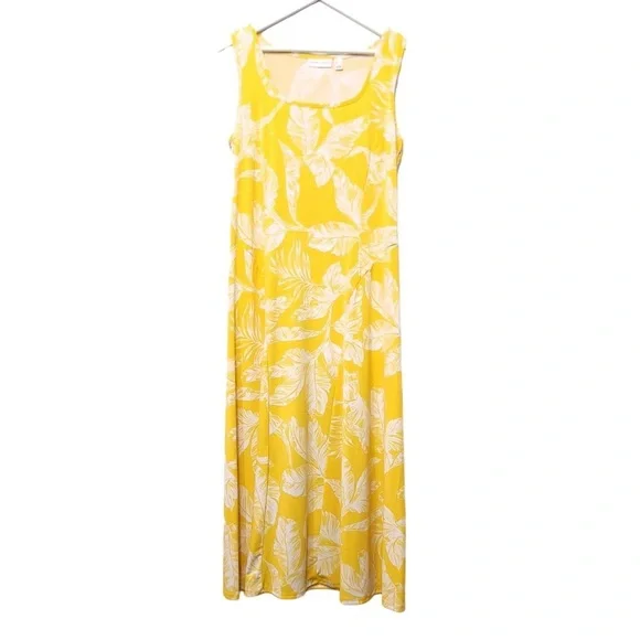 Susan Graver Yellow and White Floral Midi Dress - Picture 3 of 4